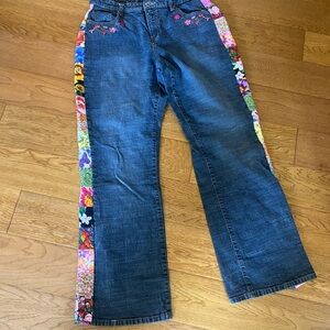 Rafaella Vintage Jeans with colorful side flower patchwork size 12